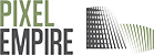 Logo der Firma Pixel Empire: Ein stilisiertes Colosseum mit dem Schriftzug 'Pixel Empire'